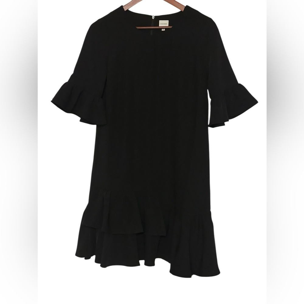 Pleione Black Dress with Ruffles